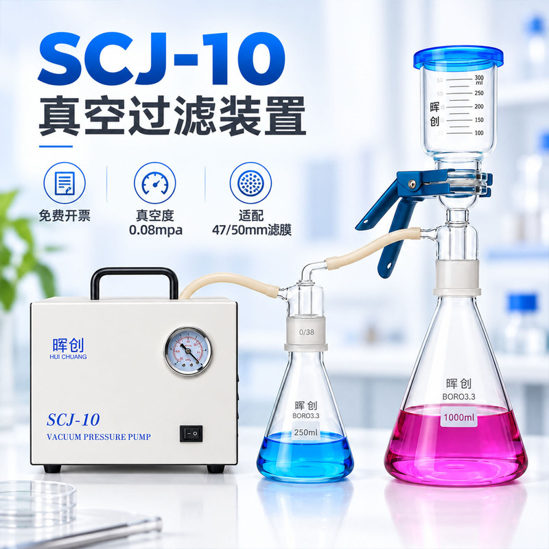 Huichuang Scj-10 Oil-Free Diaphragm Vacuum Pump Filtration Device 500/1000ml Experimental Sand Core Filter Membrane