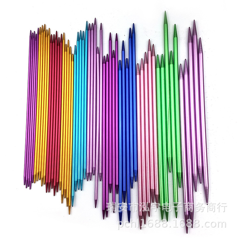 Herramientas de tejer suéter aguja de alúmina aguja de suéter de doble punta 20CM aguja de palo conjunto 11 paga 5 envases de PVC para cada