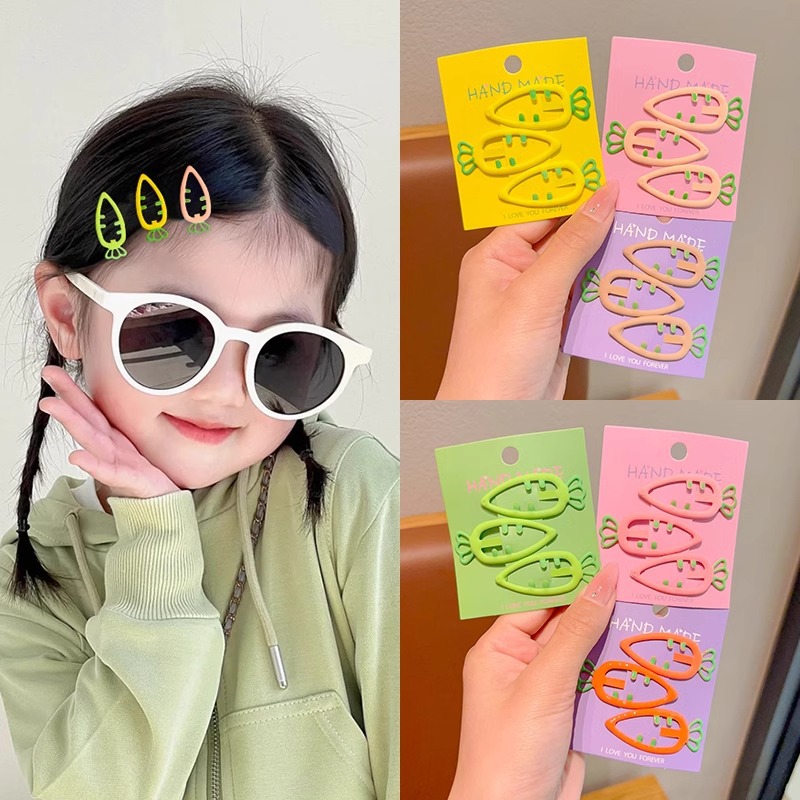 Niños color hueco zanahoria pinzas de cabello para mujeres 2024 nueva niñas lindas frente pinzas de cabello rotas