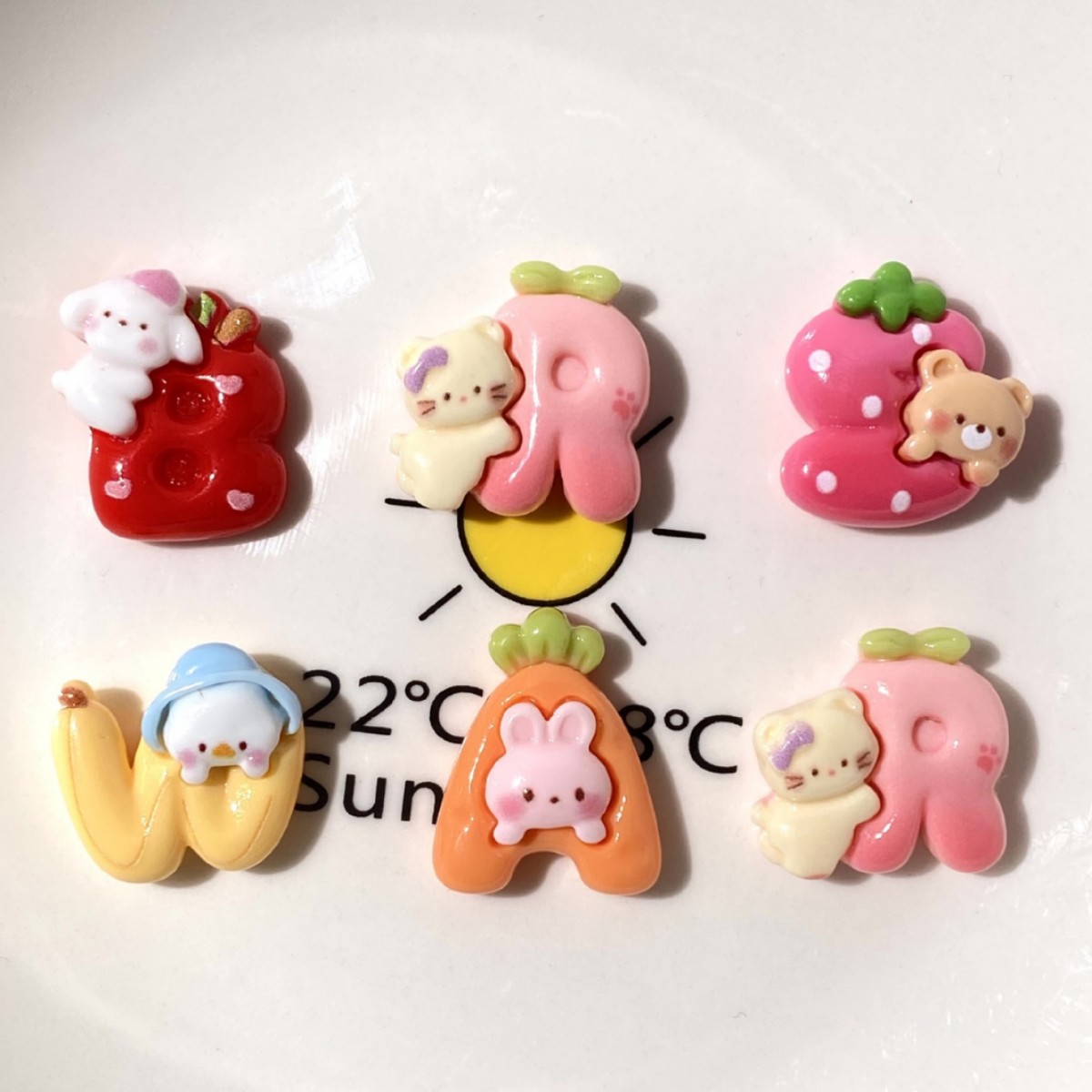 Cartoon Animal English Letters Resin Accessories DIY Handmade Kidsren's Hair Accessories Mobile Phone Pendant Storage Box Material