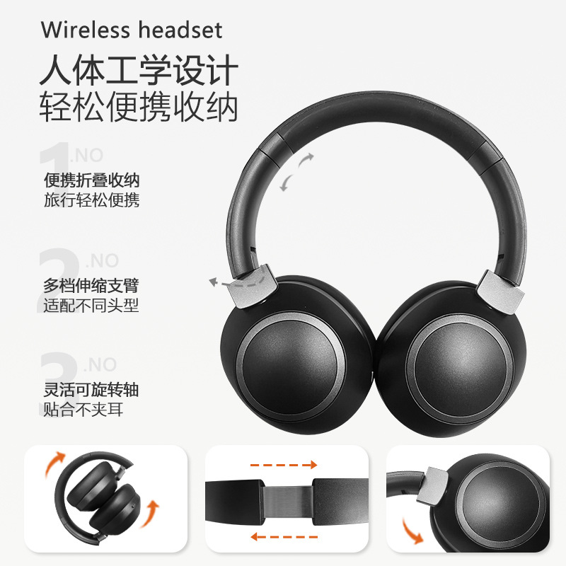 Auriculares Bluetooth supraaurales con cancelación activa de ruido (ANC) del fabricante, inalámbricos, batería de larga duración, logotipo personalizable, modelo privado transfronterizo. image 3