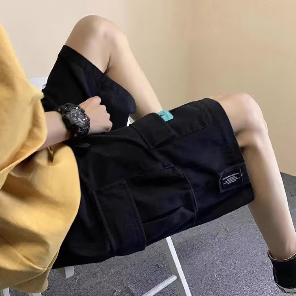 Summer New Loose Sports Five-Point Shorts Multi-Pocket Cargo Casual Shorts Men's Trendy Ins Fashion Brand Beach Shorts