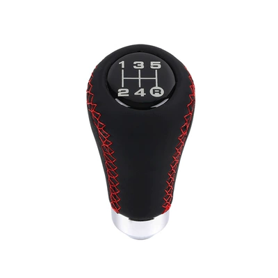 Cab and accessories 5 6-speed gear head leather - wrapped-leather-red-line-5th-gear