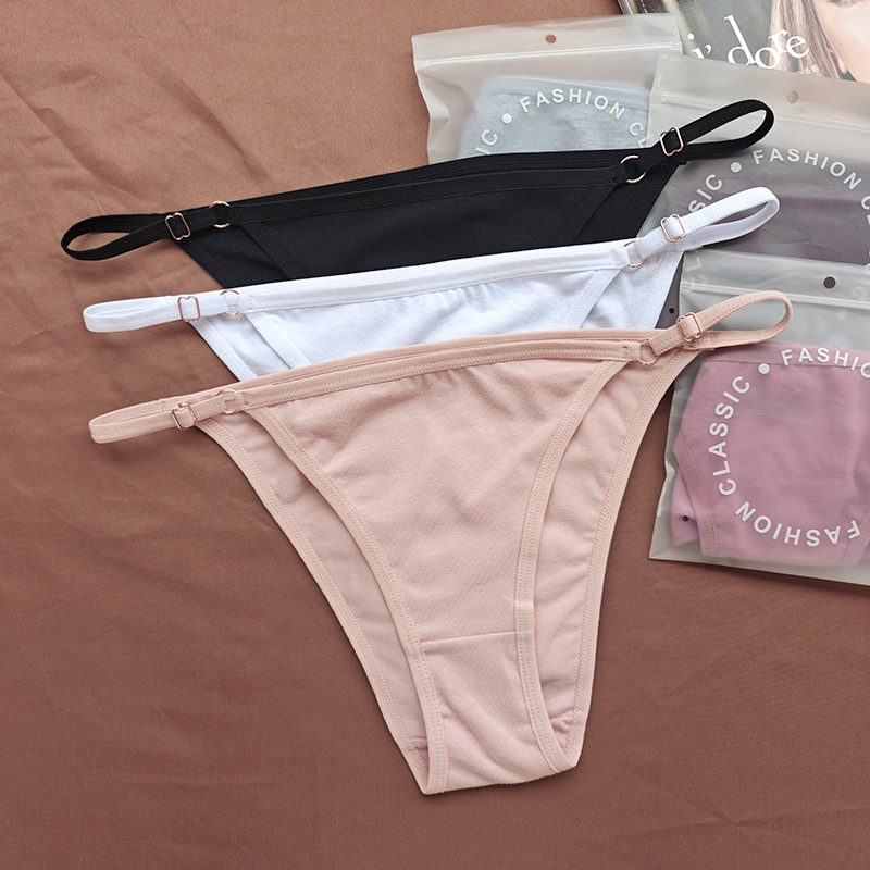 One Line Thin Strap Pure Cotton Sexy G-string Women's European and American Half Hip Bikini Low Waist G-string Pure Desire