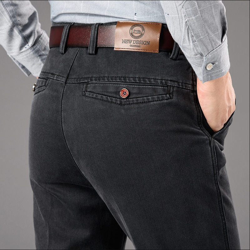 Jeans straight middle-aged Business Business denim jeans men's cut standard men's spring and autumn new long pants men