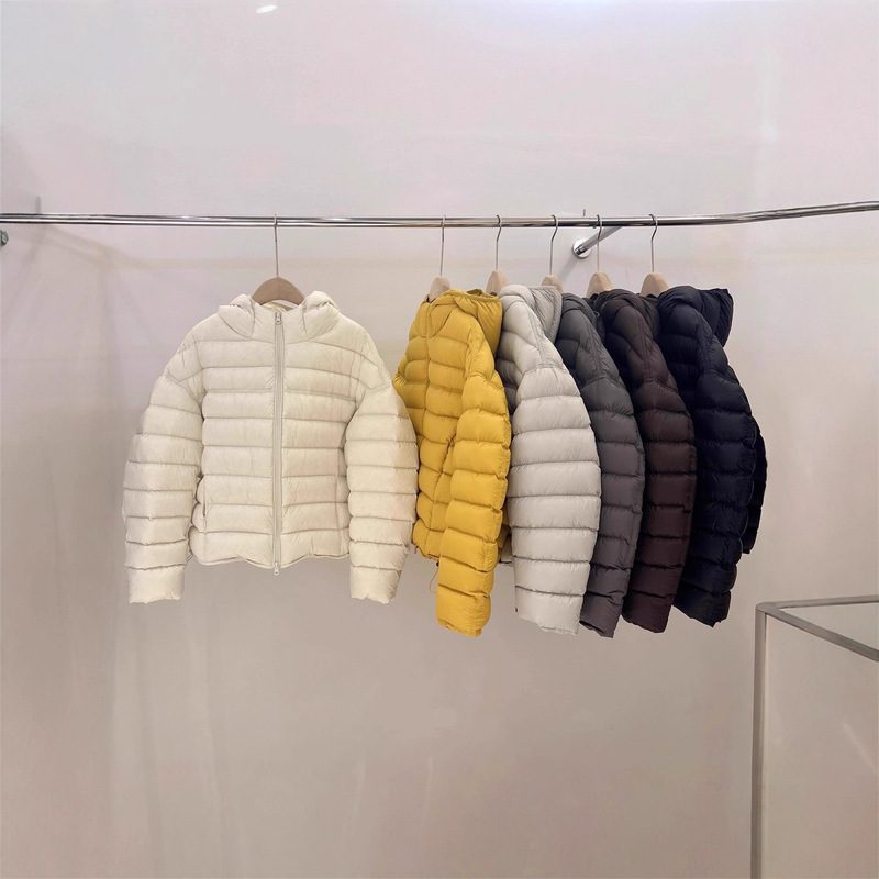 Jv Big Head Flower Hat 90 White Duck down Rib down Jacket Winter 25 New Puff Feeling Hooded Ultra-Light Warm Short Style for Women