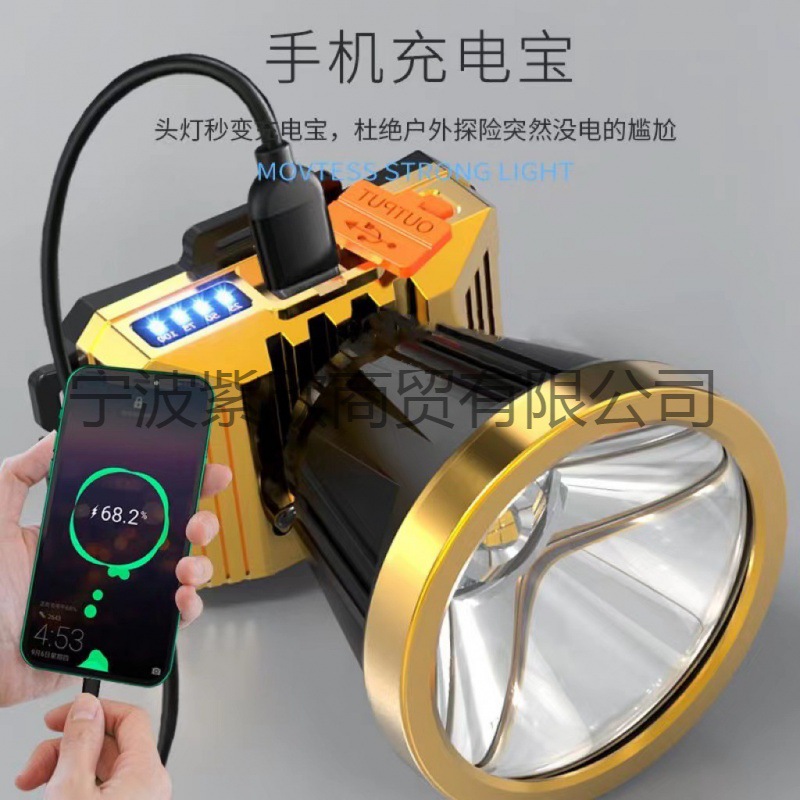 Venta al por mayor montado en la cabeza fuerte faro de luz recargable al aire libre hogar Super brillante linterna de largo alcance Faro de pesca larga resistencia