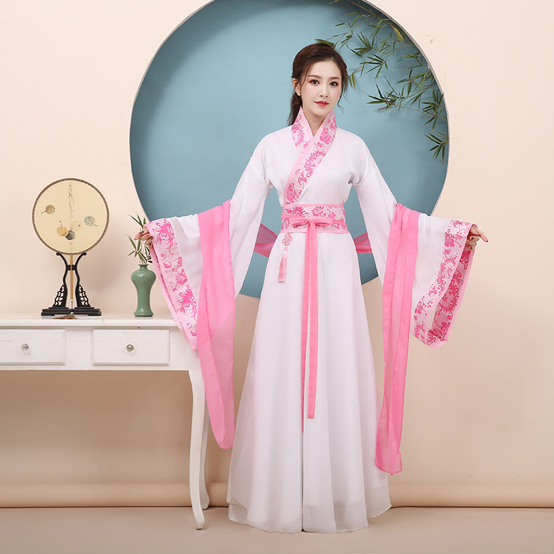 古代服装仙女优雅的宽袖舞台服装古筝舞蹈表演服装古代改进汉代妇