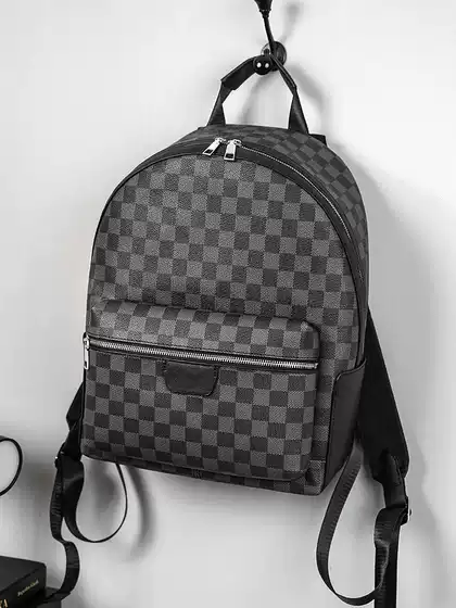 Trendy Brand Large-Capacity Men's Backpack, Light Business Computer Backpack with Plaid Pattern, Fashionable New Men's Backpack 2026