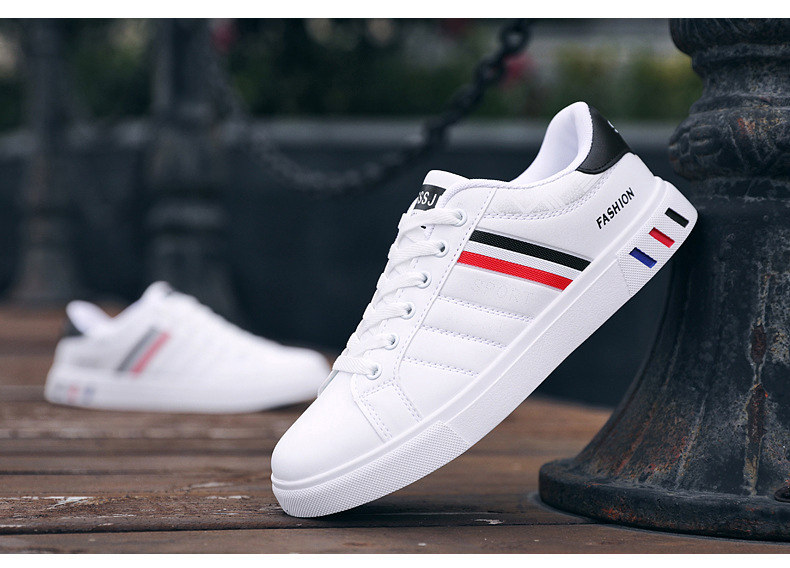 Herrenschuhe, Herbst, neue Jugend, weiß, trendige Sneakers, beliebt, vielseitig, lässig, Leder, Sport_voghion.com