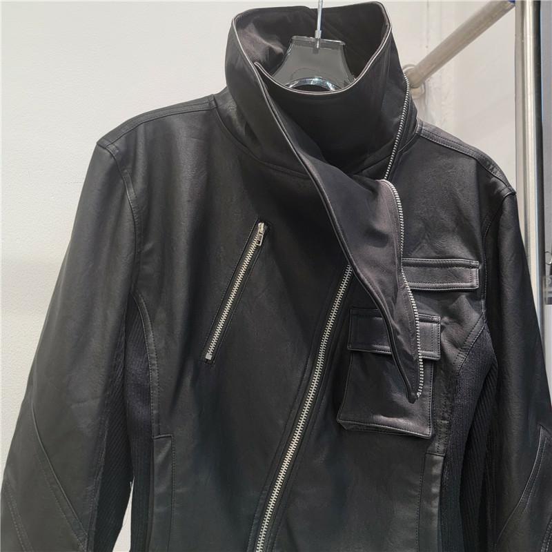 2025 otoño nuevo estilo de moda de collar vertical con cremallera empalme de punto de mujer delgada y delgada chaqueta de motocicleta