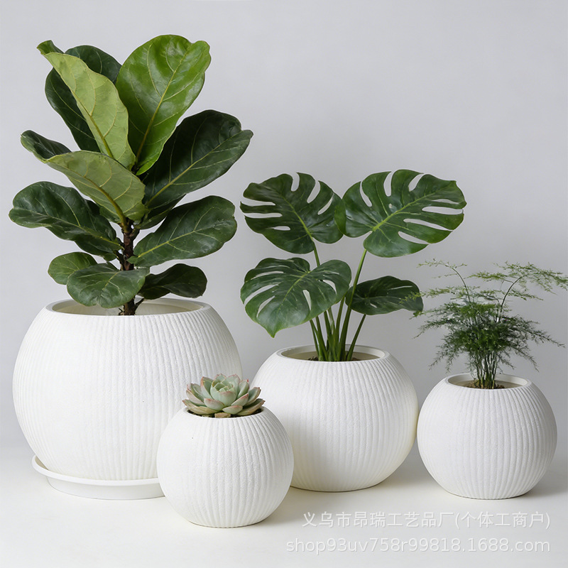 Potas de plástico super grandes simples rayas blancas gruesas tortuga profunda bambú rico árbol jardín al aire libre gran maceta
