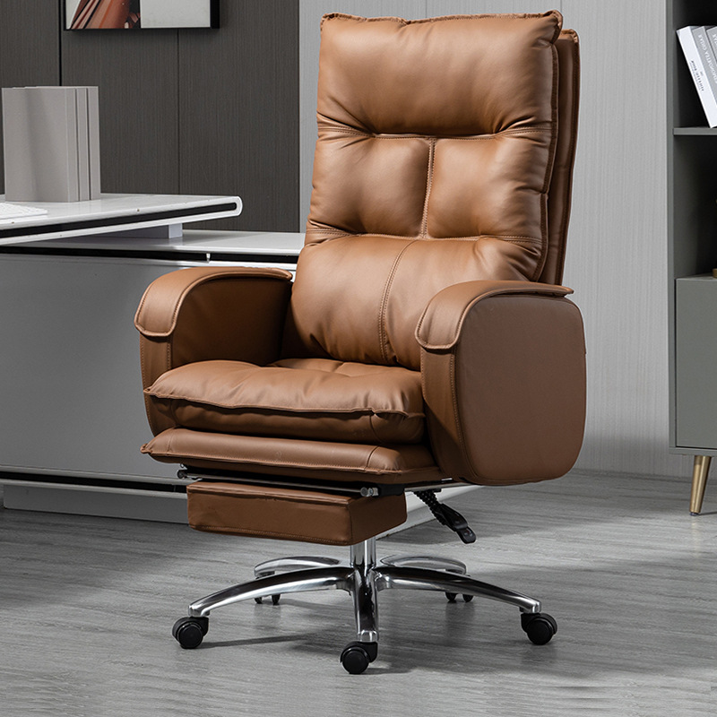 Genuine Leather Boss Chair, Reclining Office Chair, Comfortable Sedentary Computer Chair, Home Executive Chair, Massage Chair, Study Room