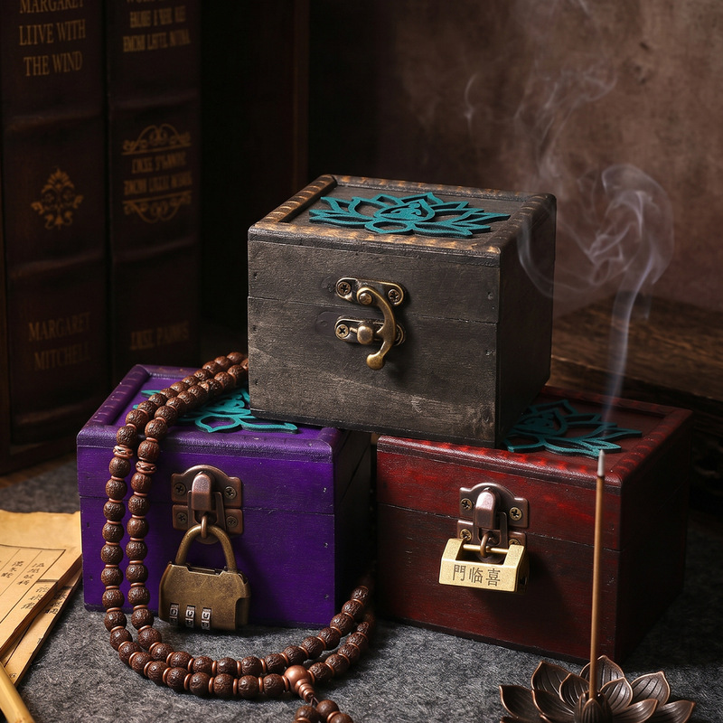 Retro Lotus Wooden Storage Box Mini Solid Wood Treasure Chest Jewelry Bracelet Storage Box Photo Studio Window Decoration Ornaments Retro Lotus Wooden Storage Box Mini Solid Wood Treasure Chest Jewelry Bracelet Storage Box Photo Studio Window Decoration Ornaments