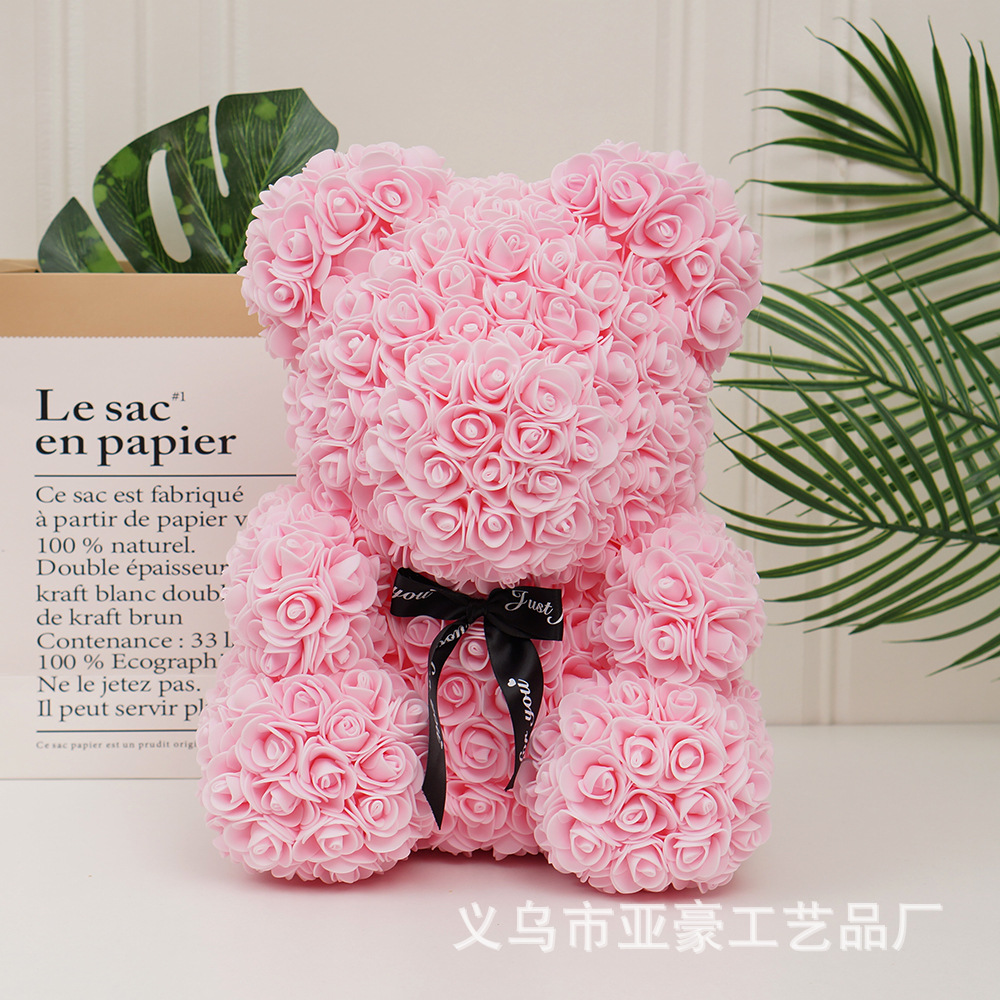 Día de San Valentín regalo Rosa oso ramo de Navidad eterna flor Rosa oso caja de regalo ramo corazón abrazando regalo de cumpleaños