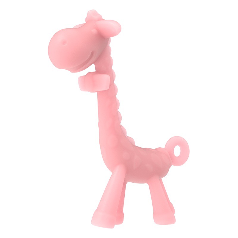 Bebé de silicona líquida jirafa teether seguridad de silicona teether palo bebé ciervo teether