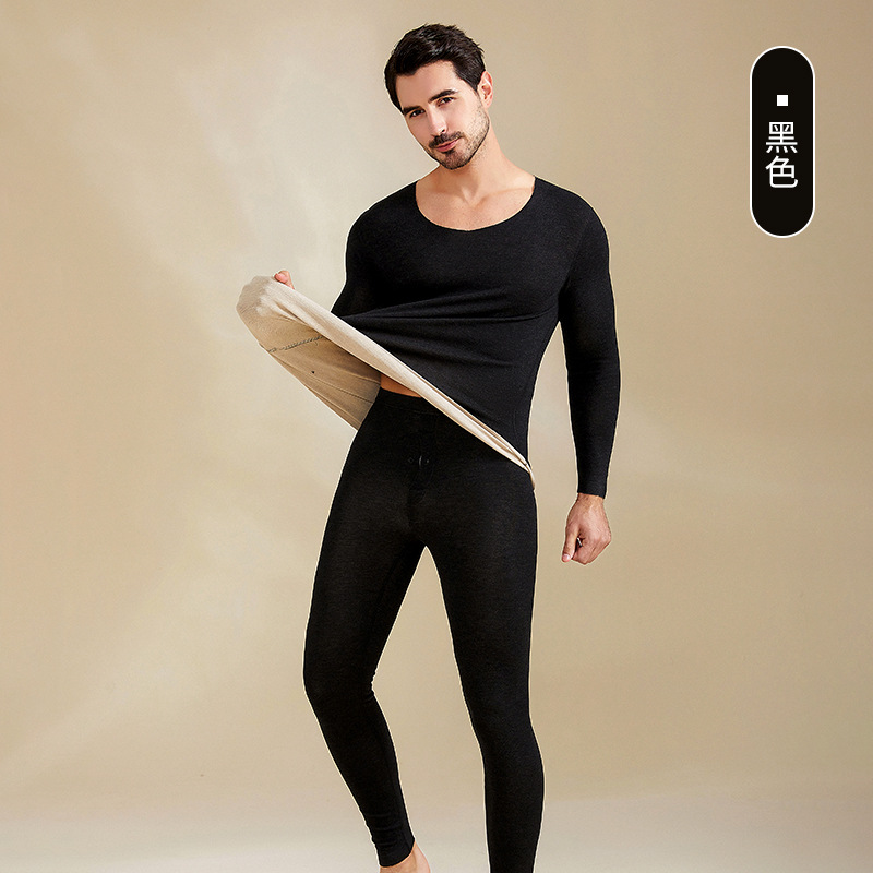 A級デロンカシミヤシルク蓄熱シームレス保温下着セット カップル向け 秋冬10A抗菌秋服秋パンツ