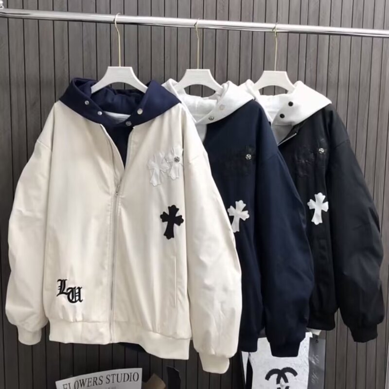High-End Pilot Embroidered Jacket Casual Stand Collar Versatile Jacket Trendy Brand High Street Creative Hooded Sweatshirt for Men High-End Pilot Embroidered Jacket Casual Stand Collar Versatile Jacket Trendy Brand High Street Creative Hooded Sweatshirt for Men