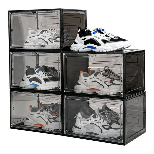 Magnetic hard plastic transparent acalt shoe box shoe storage box AJ…