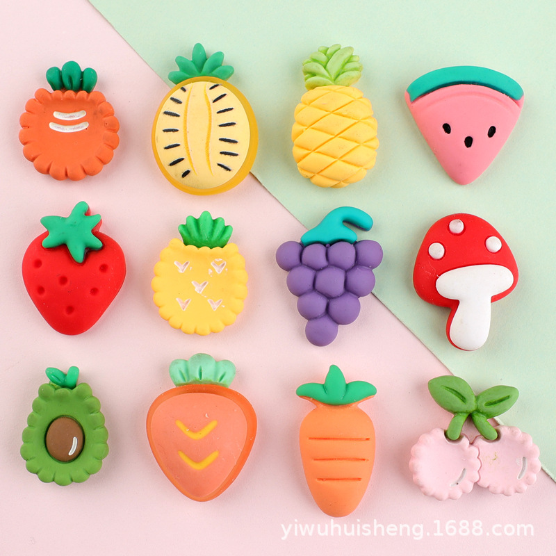Pineapple Strawberry Mushroom Carrot Watermelon DIY Fruit Resin Accessories DIY Hole Shoe Patch Jewelry Accessories