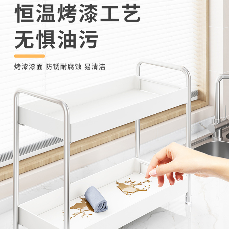 ステンレス鋼のキッチンスパイスラック家庭用カウンタートップスパイス収納ラック多機能油塩ソース酢収納ラック|undefined