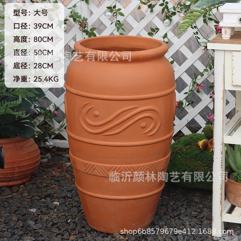 Paisaje de aterrizaje maceta de cerámica roja maceta de cerámica gruesa jardín decoración jar jardín jardín jardín floresta combinación de cerámica ventilada pastoral
