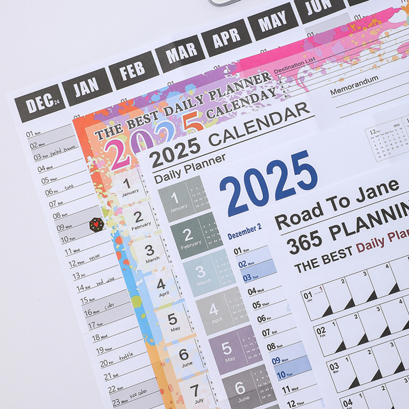 2025 calendario en inglés en la pared calendario de pared creativo simple y autodisciplina plan de póster