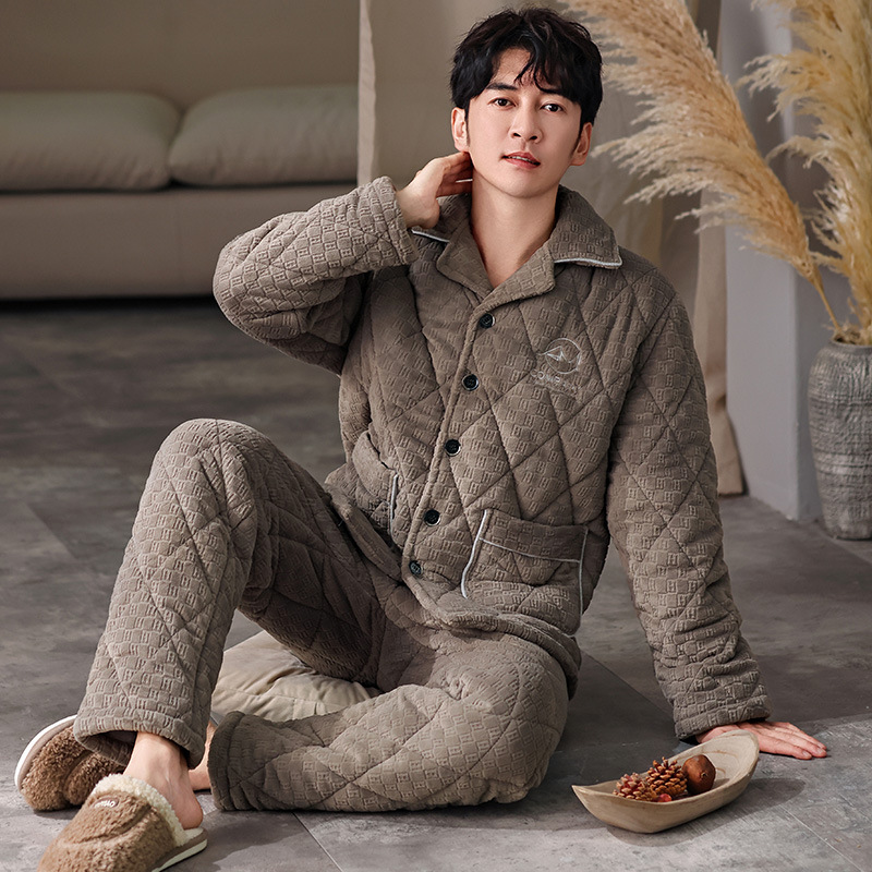 도매 남성 잠옷 가을과 겨울 면화 카디건 따뜻한면 패딩 겨울 플러스 사이즈 느슨한 버전 홈 의류