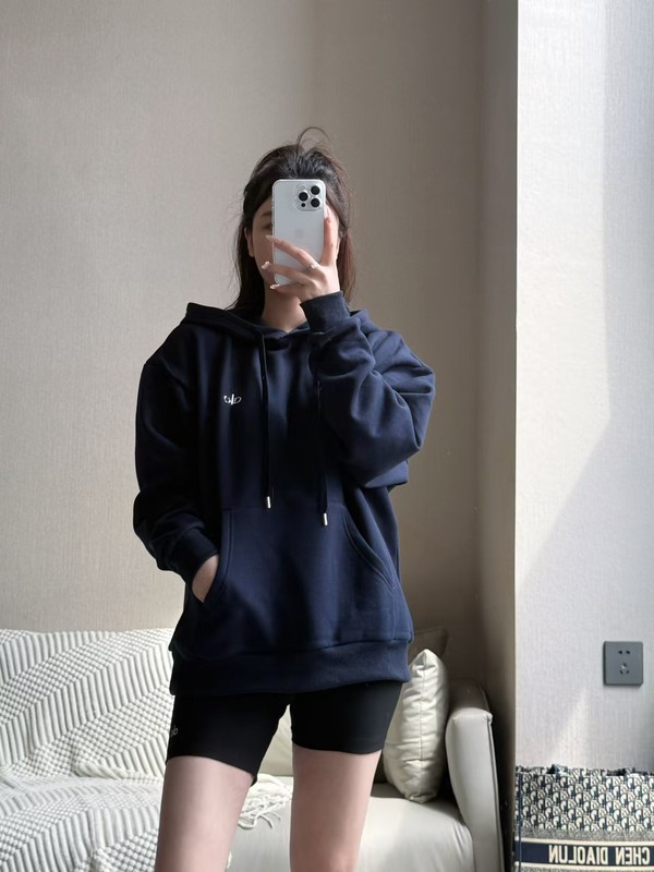 北美alo金智秀Jisoo同款男女连帽衣运动立体标宽松口袋秋休闲卫衣|undefined