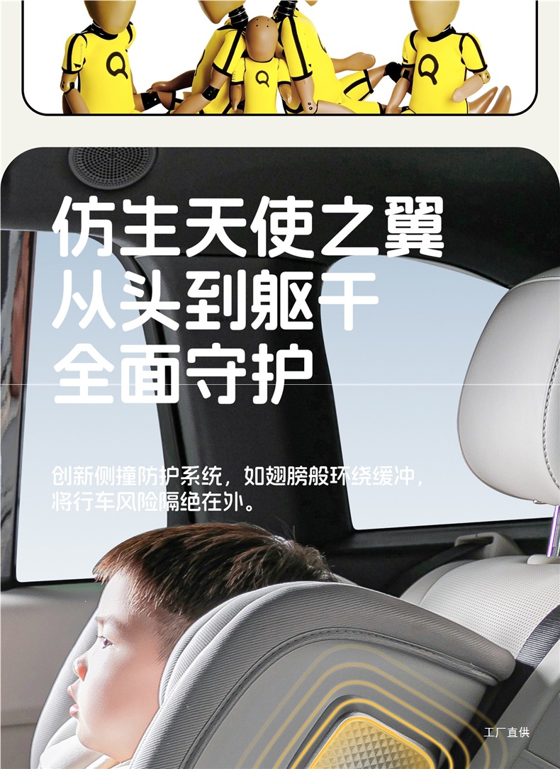 Bewell Portable Child Safety Seat for Cars, Suitable for Ages 1-12, Easy-To-Install Car Seat for Older Children