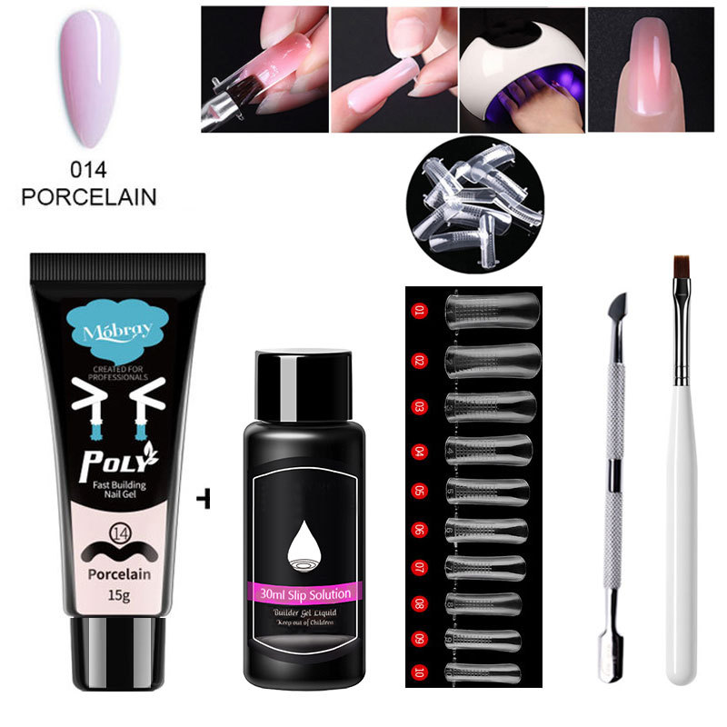 Suministro transfronterizo venta rápida extensión de traje de manicura conjunto completo de uñas de cristal forma extensión pegamento para hornear lámpara UV pegamento