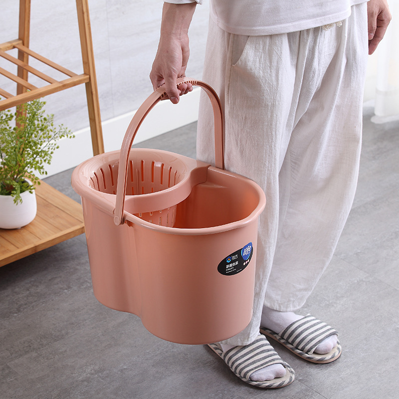 Popular Household Hand-Pressed Mop Bucket with Wheels, Thickened Rotating Water Squeeze Bucket, Cleaning Bucket, Large Mop Wringing Bucket