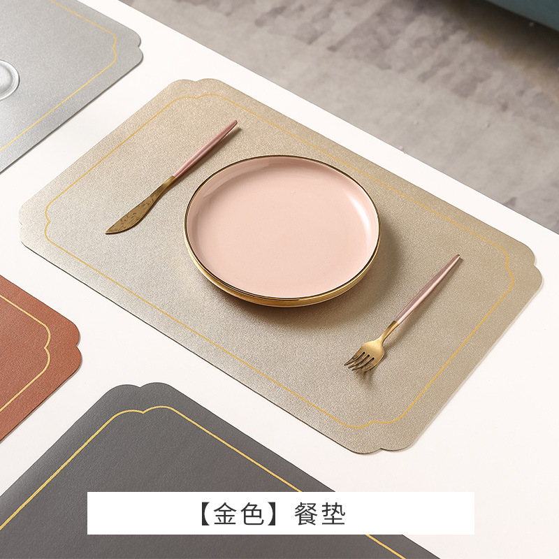 Estilo chino transfronterizo Ruyi Phnom Penh Mantel de cuero Mantel de mesa occidental de alta gama Alfombrilla de mesa redonda impermeable Mantel de hotel