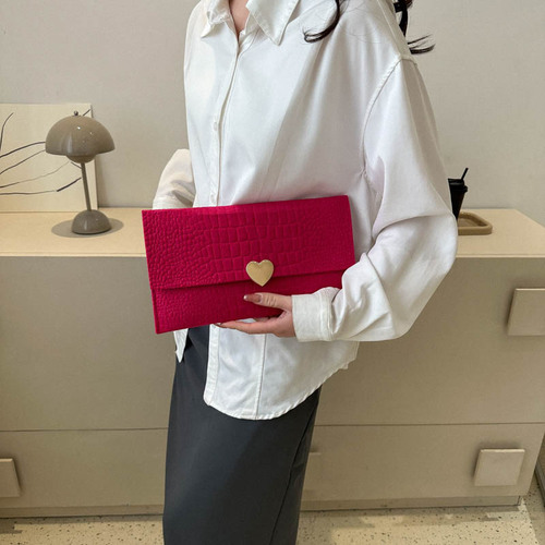 Hand-grabbed envelope bag for women with crocodile pattern and stylish horizontal style large-capacity wallet  new felt liner bag