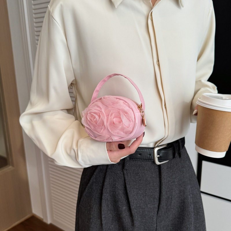 Dolce flor de encaje tridimensional bolso de niña mini lindo bebé pequeño paquete redondo coreano nuevo bolso para niños