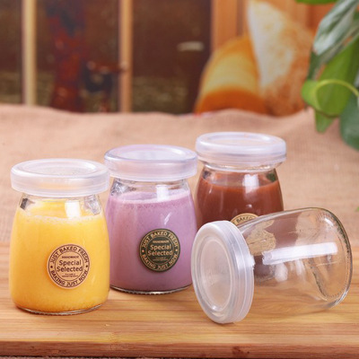 Wholesale transparent glass pudding bottle thickened yogurt bottle with lid sealed mousse bottle household baking high temperature resistant