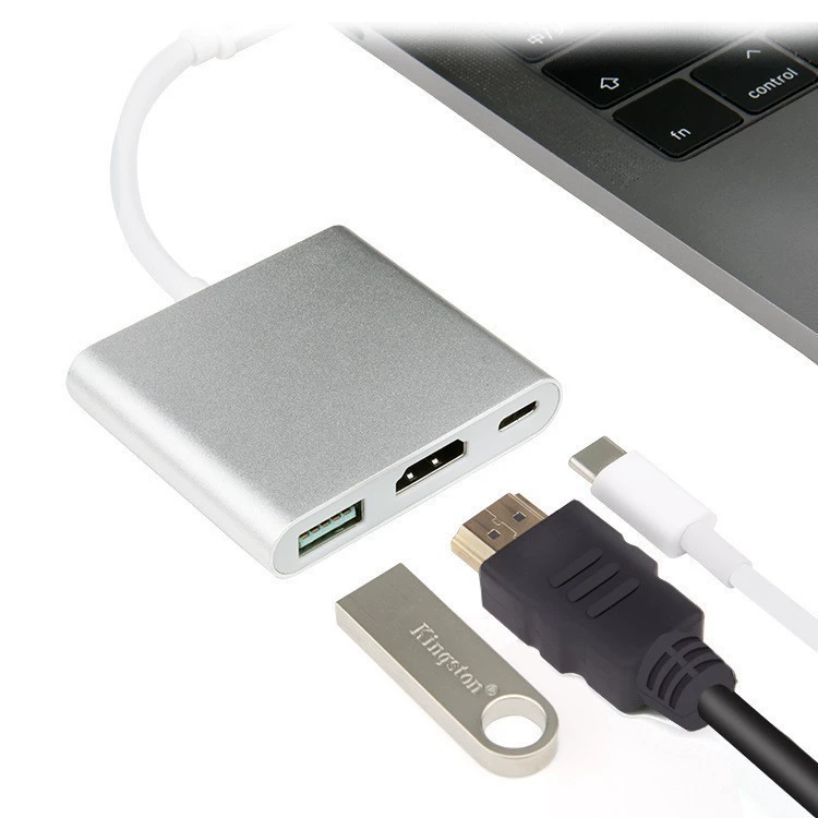 Подходящий адаптер Type-C к HDMI три в одном Type-C к USB Type-C к HDMI совместимый