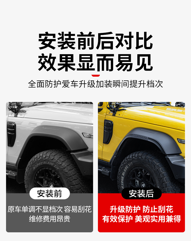 26 models of Tank 300 four-wheel widened fender flares, wide-body mudguards, and off-road modification parts to prevent scratches on the wheels