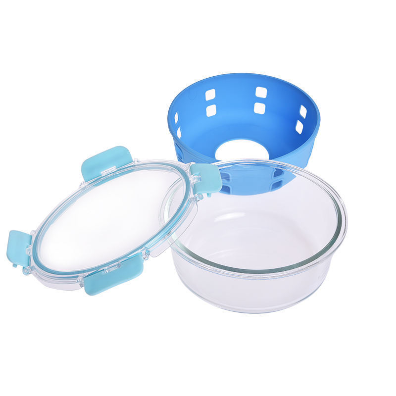 Caja de almacenamiento de vidrio de silicona desmontable con cubierta para refrigerador de grado alimenticio cuenco de sellado especial con cubierta para horno de microondas