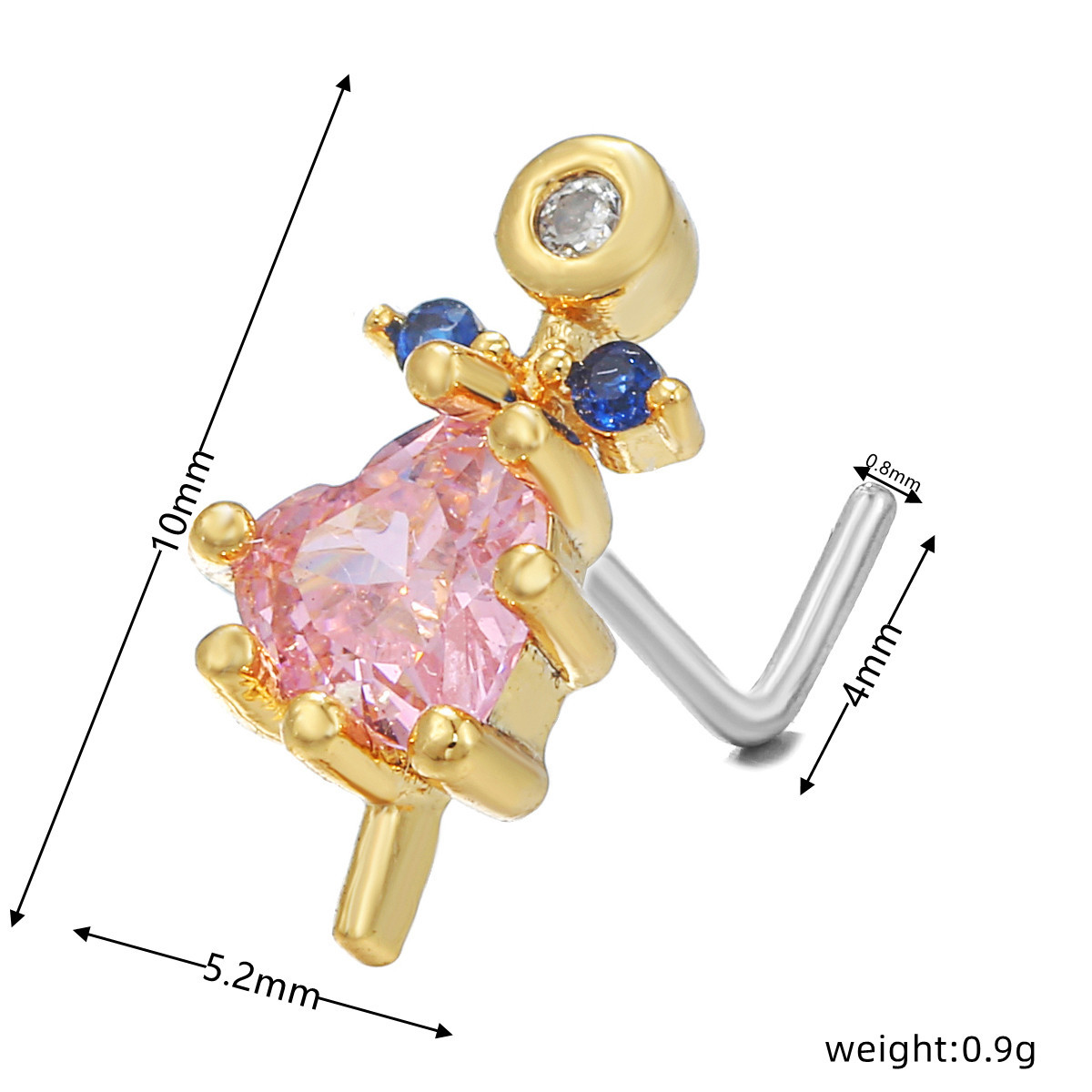 Lady Geometric Brass Plating Zircon Nose studs 1 Piece