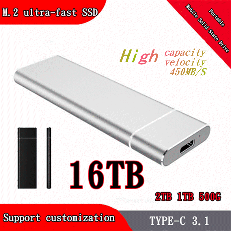 Foreign Trade Cross-Border Ssd Portable Mobile Solid-State Drive 16T8T4T1T Factory Direct Supply Stable High-Speed Model