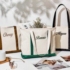 etsy パーソナライズされた刺繍名トートバッグ結婚式のブライズメイドギフトファッションキャンバスショルダーバッグハンドヘルドトートバッグ