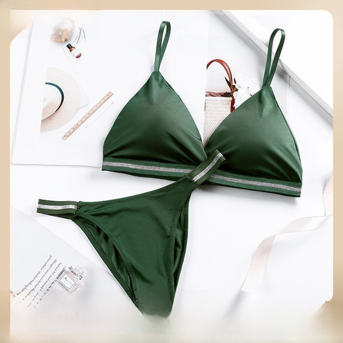 Light luxury version of ice silk breast-wrapped women's beautiful back underwear women's pure lust bra set bikini sexy butt-lifting women's underwear
