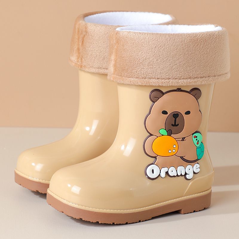 Nuevos niños capibara barril corto impermeable bebé zapatos de lluvia botas de lluvia barril medio para niños y niñas dibujos animados jardín de infantes zapatos de agua