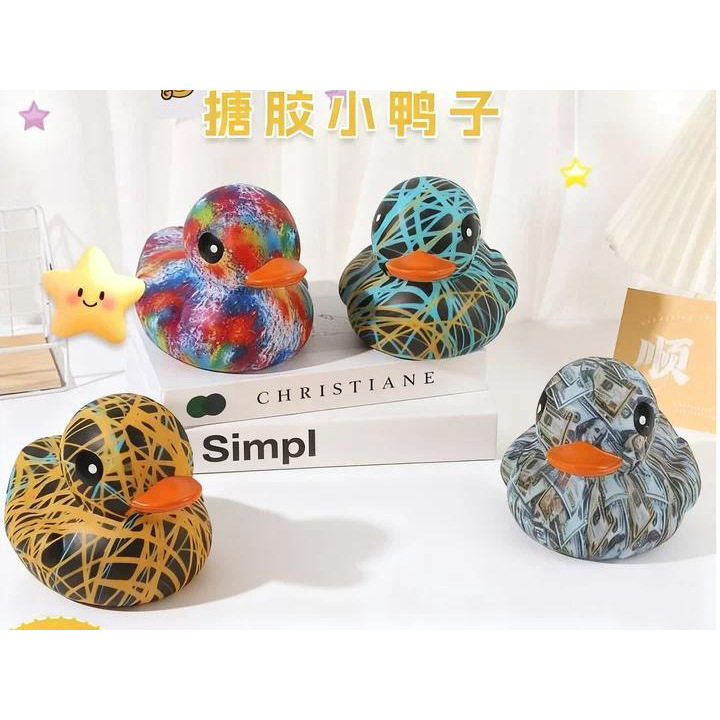 Creative Vinyl Duck Toy Personality Exquisite Color Painting Decompression Kneading Fun Home Furnishing Desktop Decoration Ornaments