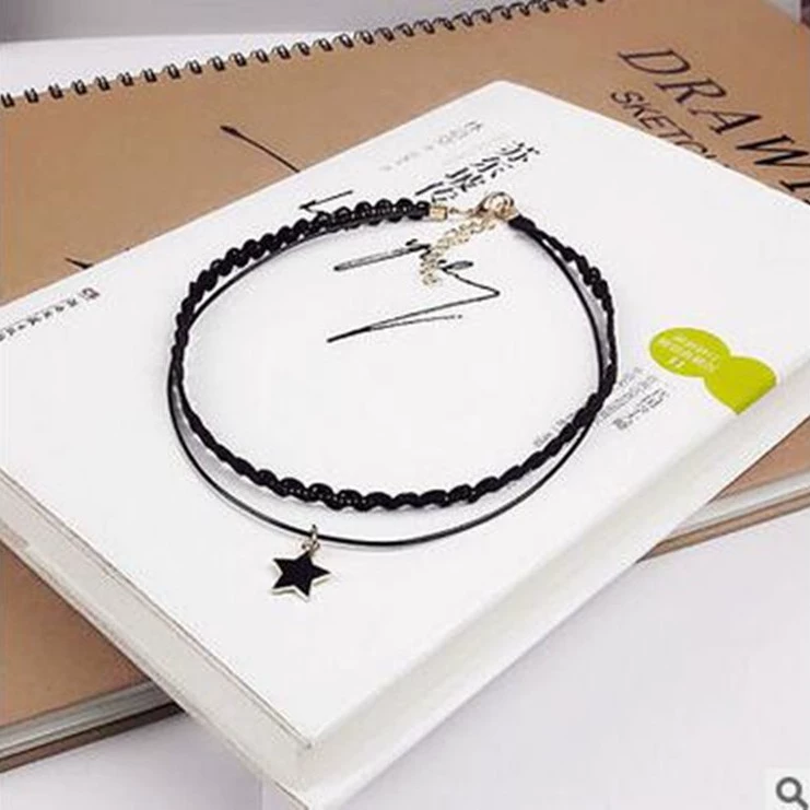 Колье в Корейском стиле черное кружевное короткое колье Южная Корея элегантное женское студенческое воротник универсальная цепочка на ключицу