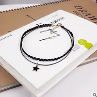Колье в Корейском стиле черное кружевное короткое колье Южная Корея элегантное женское студенческое воротник универсальная цепочка на ключицу
