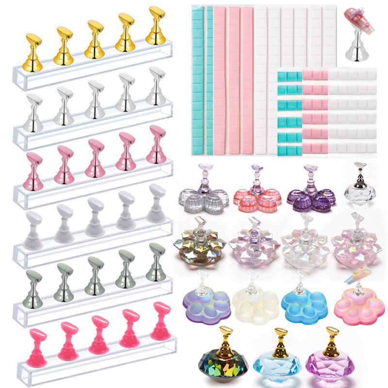 Japanese Nail Art Practice Nail Holder Nail Holder Diamond Base Clay Nail Pieces Mud Nail Art Work Display Practice Rack