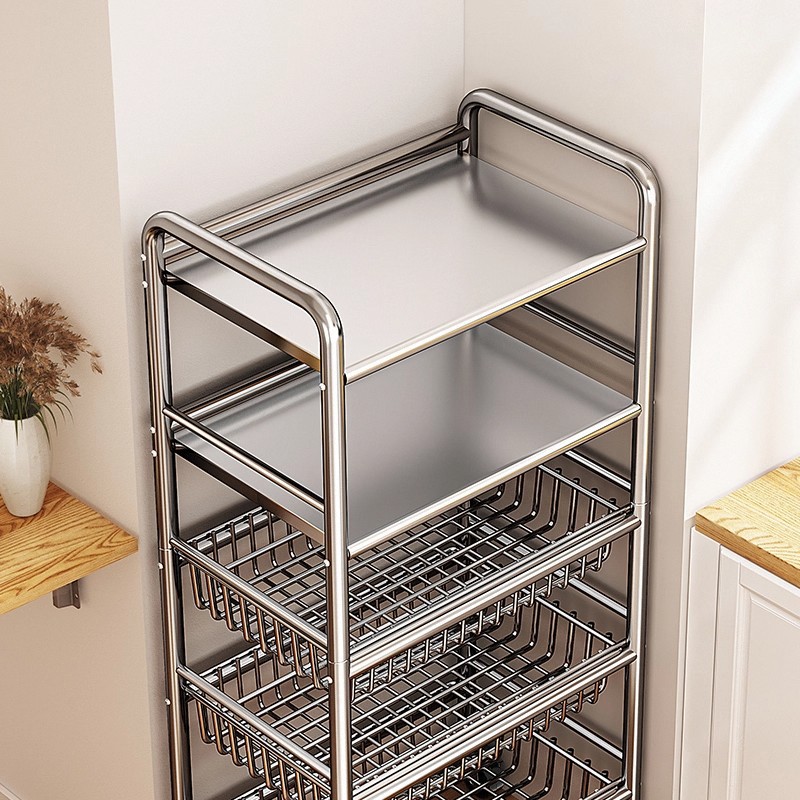 Estante de acero inoxidable de cocina estante de almacenamiento multifuncional de horno de microondas para horno de frutas y verduras multicapa estante pequeño