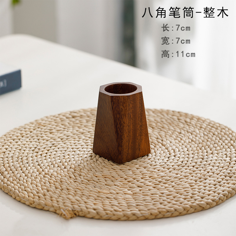 ウォールナットペンホルダー 茶道樽 シングルバレル 高価値卓上収納ペン樽 彫刻ロゴ 木製ベース ベース|undefined